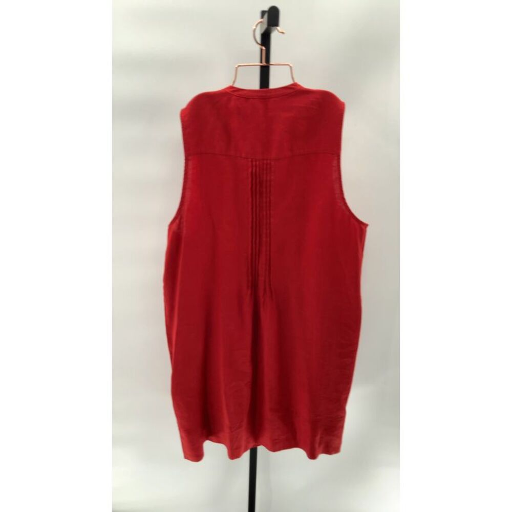 Quince Red Sleeveless Pintuck Linen Dress - Picture 2 of 2